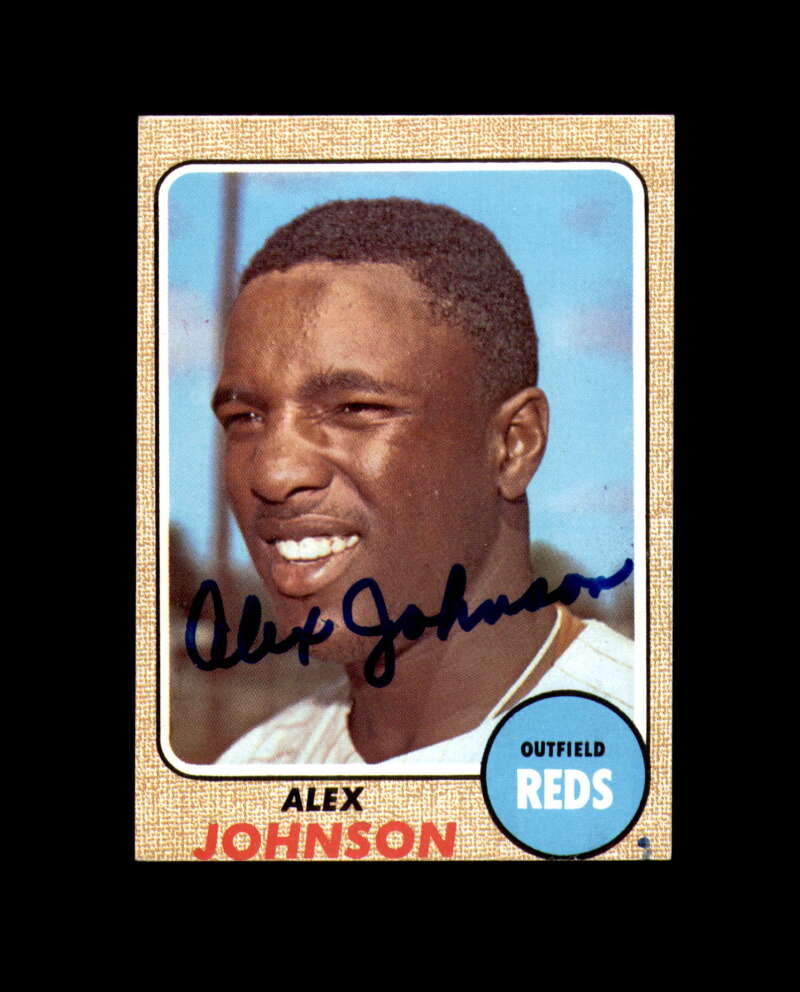 Alex Johnson Signed 1968 Topps Cincinnati Reds Autograph