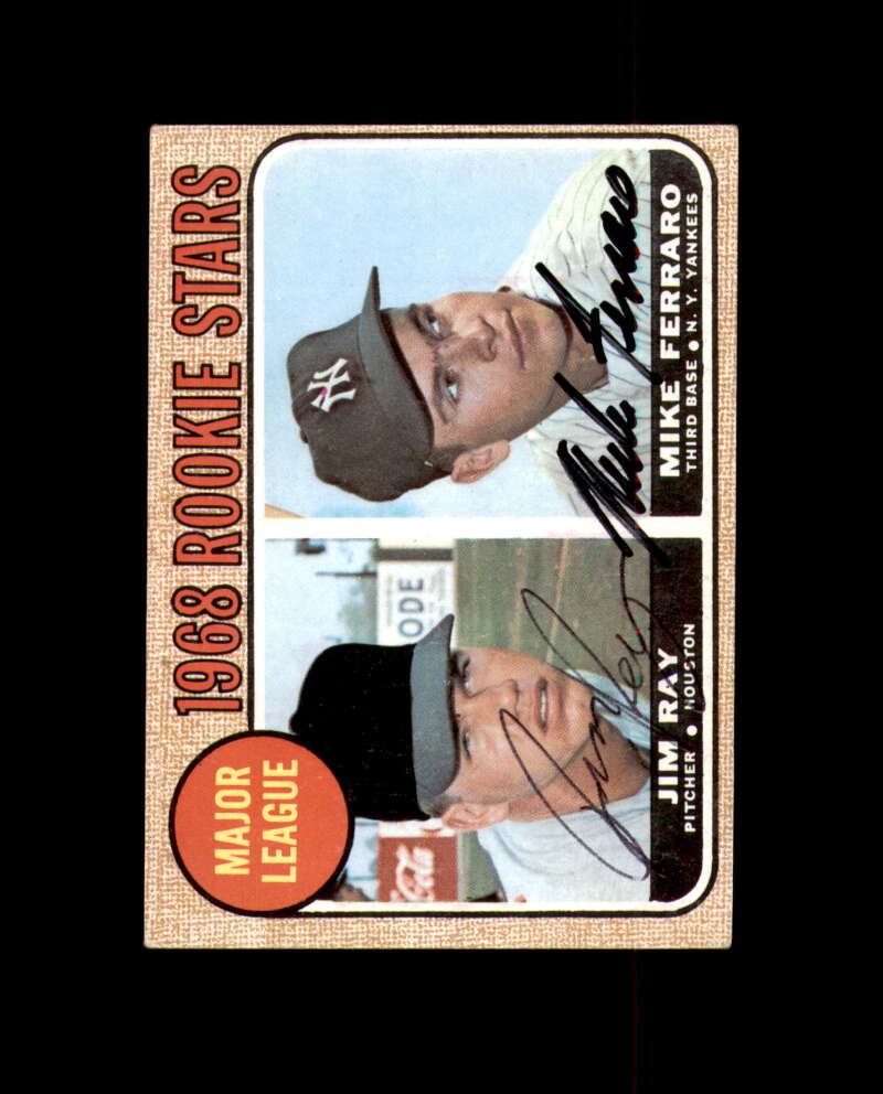 Jim Ray Mike Ferraro Signed 1968 Topps Rookie Astros Yankees Autograph