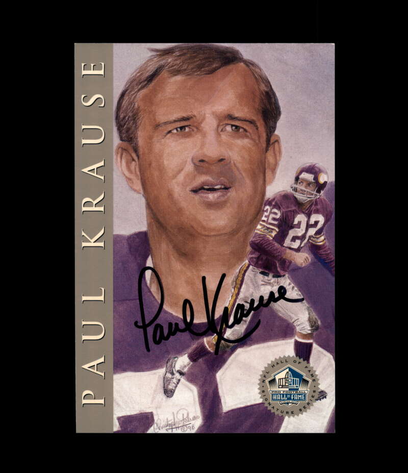 Paul Krause NFL Coa Signed 1998 HOF Signature Series /2500 Autograph