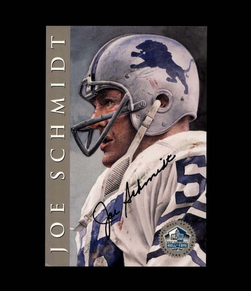 Joe Schmidt NFL Coa Signed 1998 HOF Signature Series /2500 Autograph