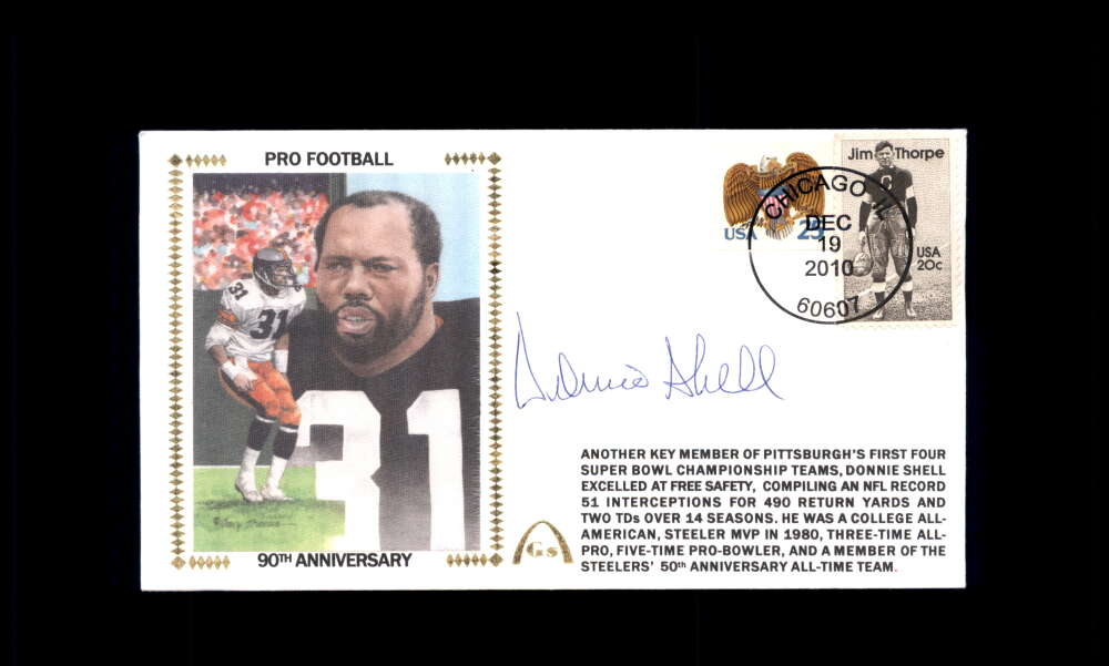 Donnie Shell PSA DNA Signed 2010 First Day Cover Cache FDC 90th Anniv Autograph