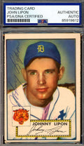 Johnny Lipon PSA DNA Vintage Signed 1952 Topps Autograph