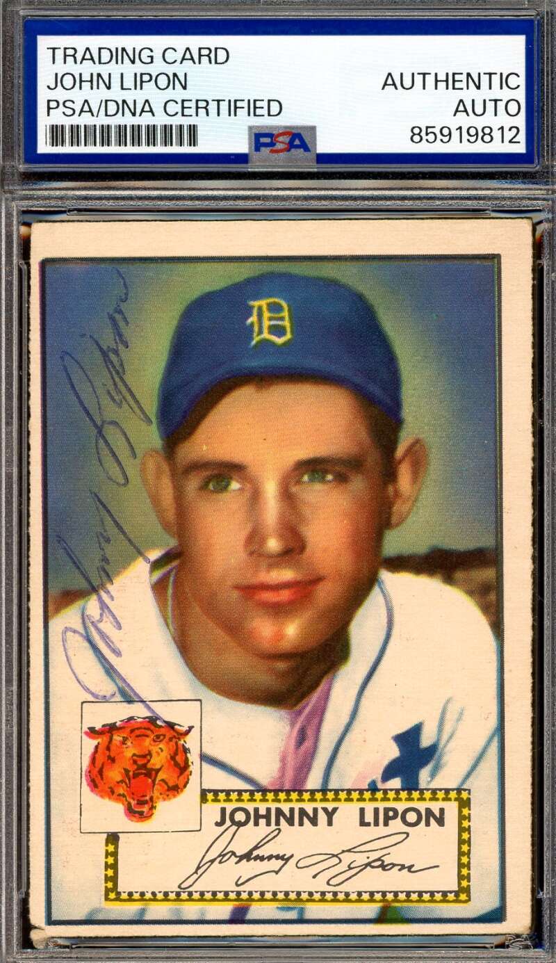 Johnny Lipon PSA DNA Vintage Signed 1952 Topps Autograph