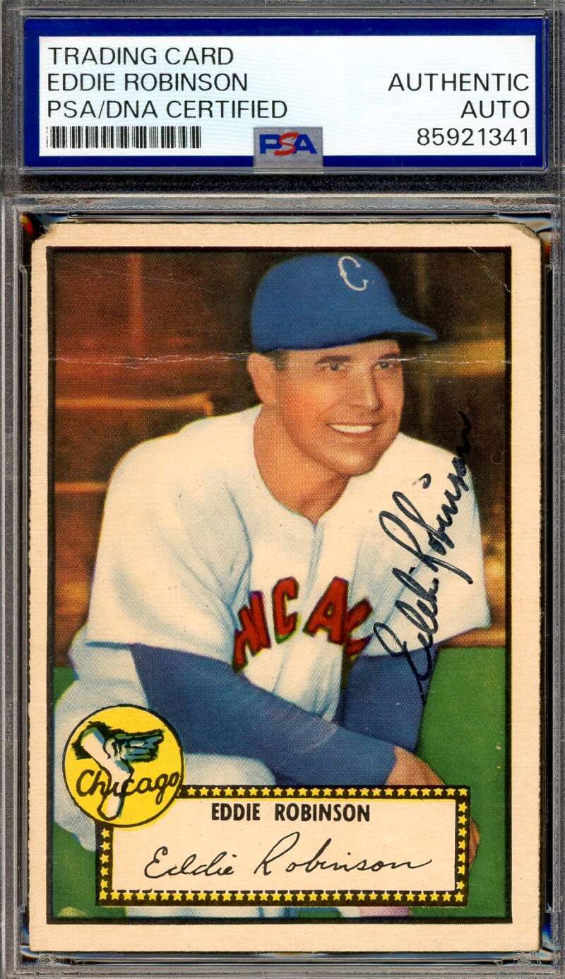 Eddie Robinson PSA DNA  Vintage Signed 1952 Topps Autograph