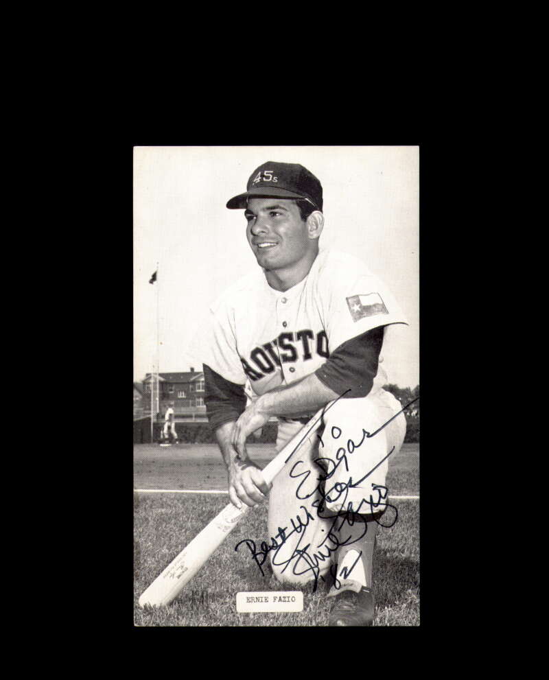 Ernie Fazio Signed 1960s J.D. McCarthy Vintage Photo Posctard Colt 45s Autograph