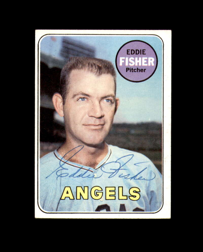 Eddie Fisher Signed Authentic 1969 Topps California Angels Autograph