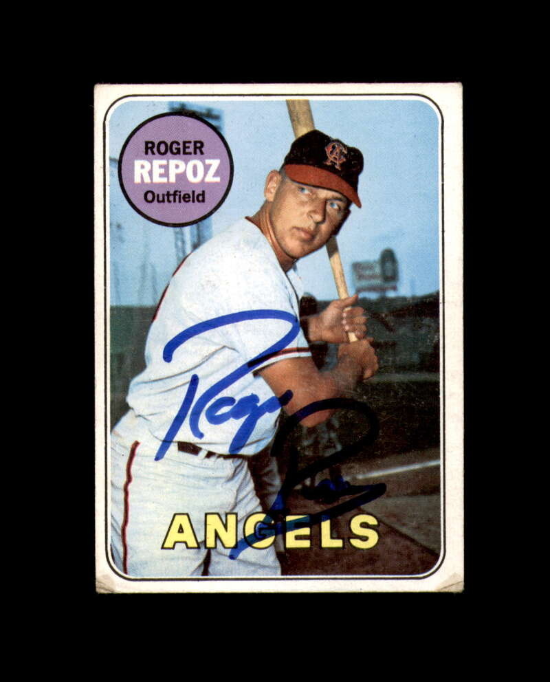 Roger Repoz Signed Authentic 1969 Topps California Angels Autograph