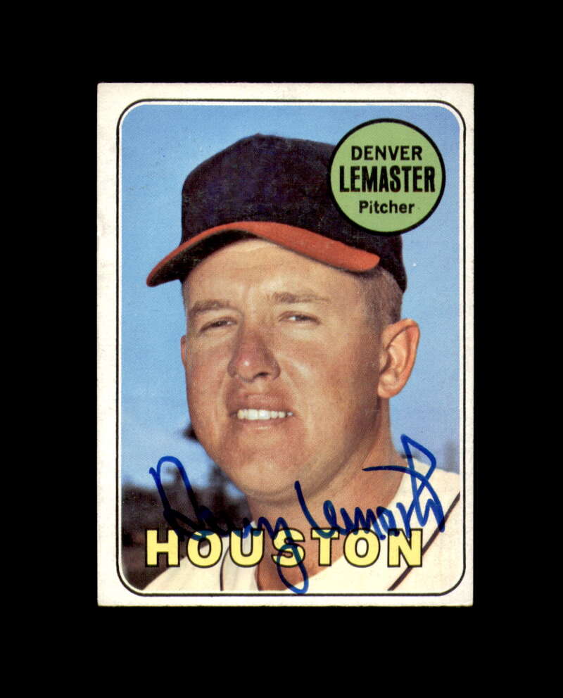 Denny Lemaster Signed Authentic 1969 Topps Houston Astros Autograph