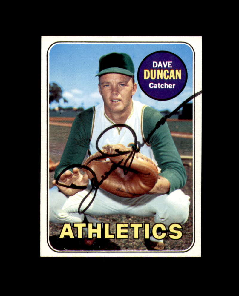 Dave Duncan Signed Authentic 1969 Topps Oakland Athletics Autograph