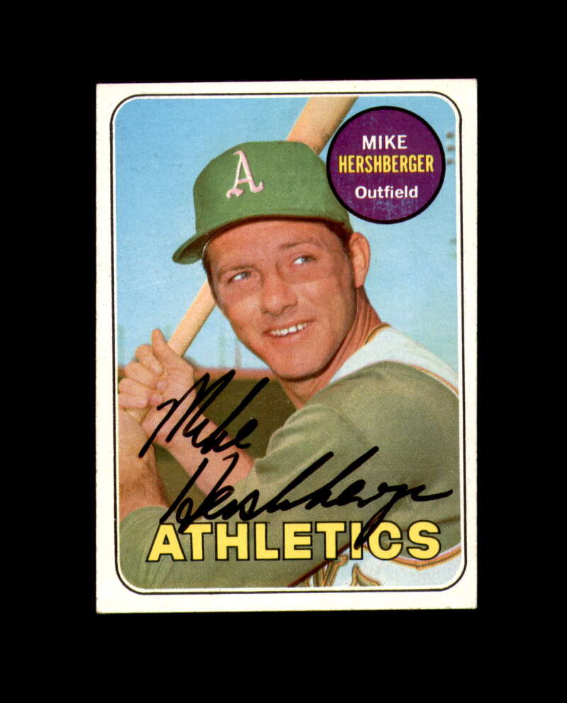 Mike Hershberger Signed Authentic 1969 Topps Oakland Athletics Autograph