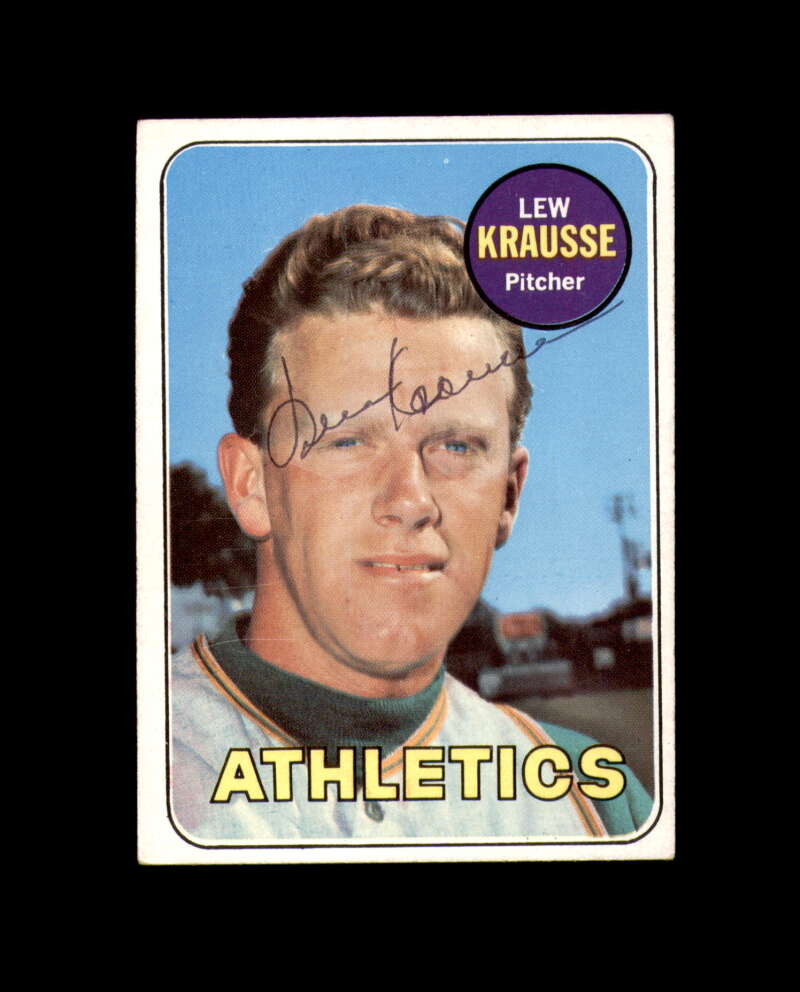 Lew Krausse Signed Authentic 1969 Topps Oakland Athletics Autograph