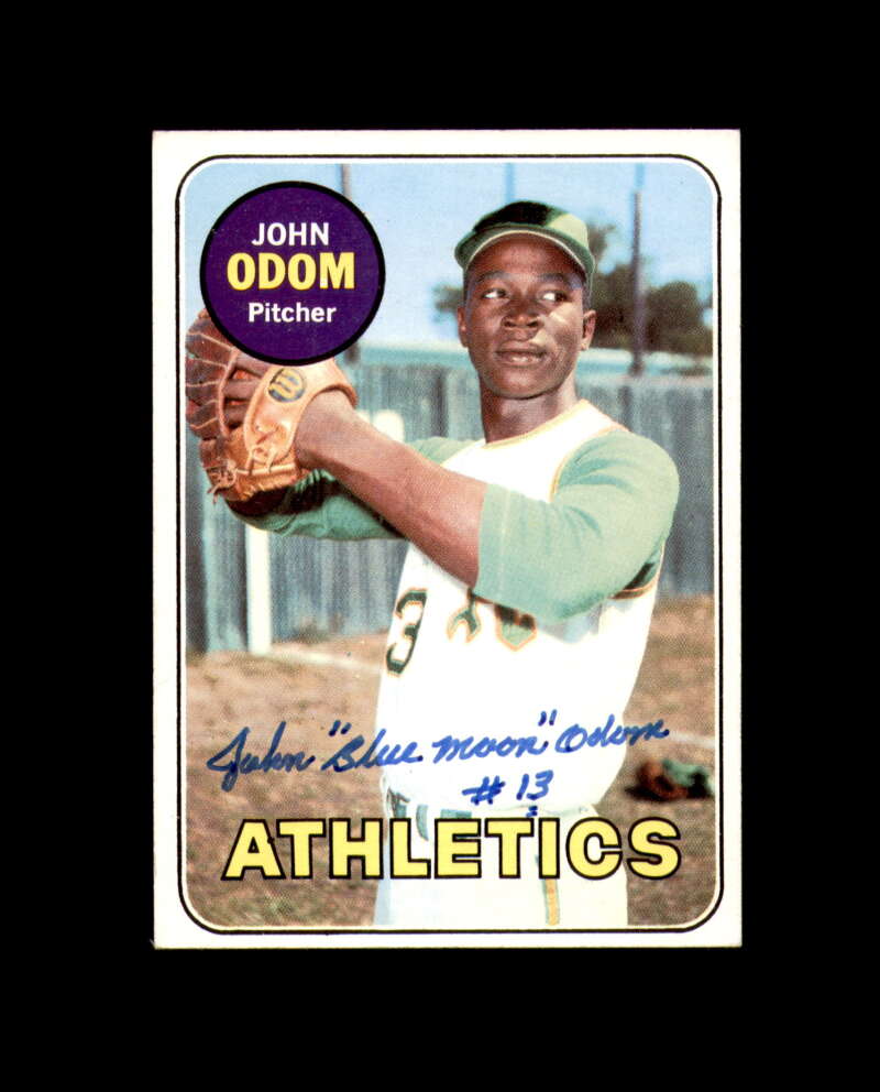 John Odom Signed Authentic 1969 Topps Oakland Athletics Autograph