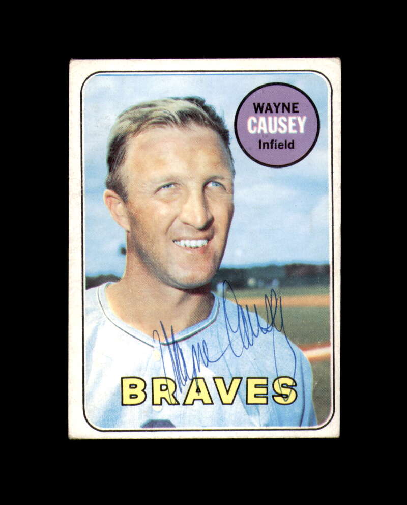 Wayne Causey Signed Authentic 1969 Topps Atlanta Braves Autograph
