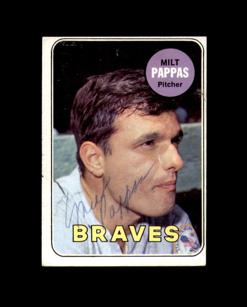 Milt Pappas Signed Authentic 1969 Topps Atlanta Braves Autograph