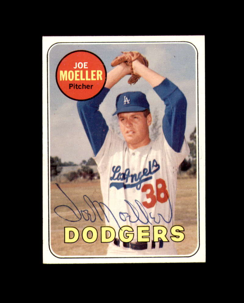Joe Moeller Signed Authentic 1969 Topps Los Angeles Dodgers Autograph