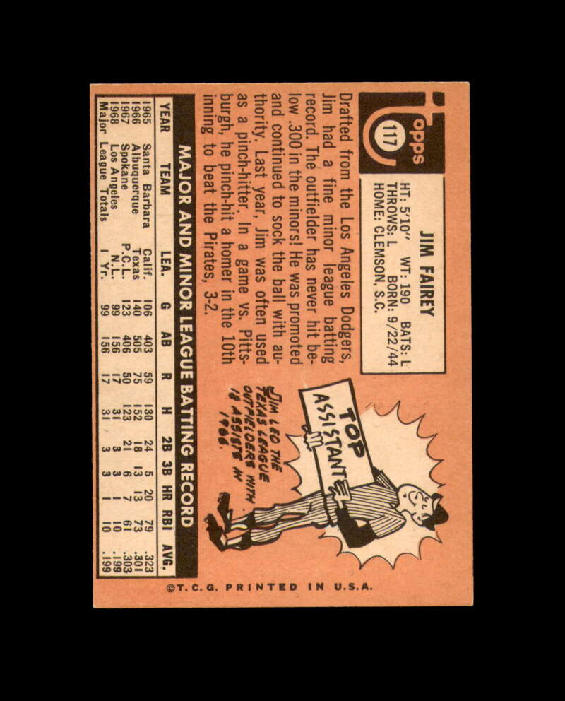 Jim Fairey Signed Authentic 1969 Topps Montreal Expos Autograph