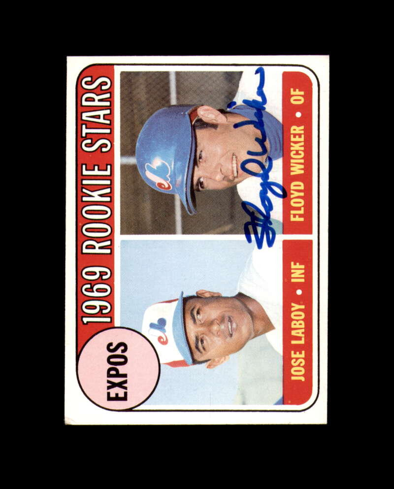 Floyd Wicker Signed Authentic 1969 Topps Rookie Montreal Expos Autograph