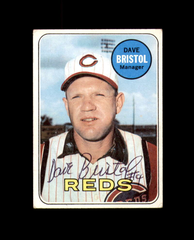 Dave Bristol Signed Authentic 1969 Topps Cincinnati Reds Autograph