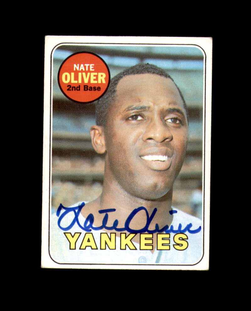 Nate Oliver Signed Authentic 1969 Topps New York Yankees Autograph