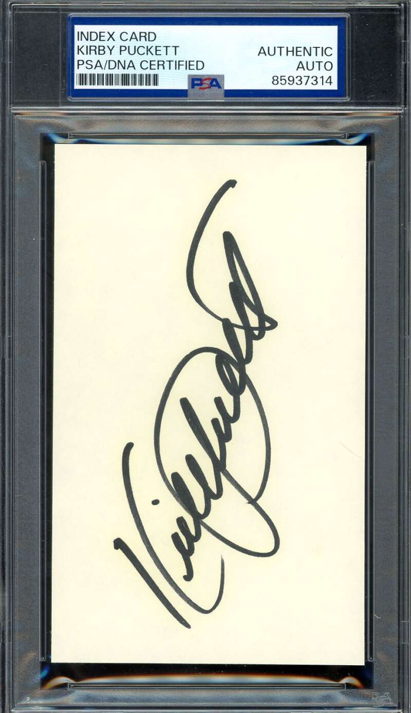 Kirby Puckett PSA DNA Signed 3x5 Index Card Autograph