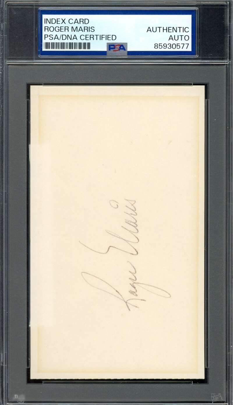 Roger Maris PSA DNA Signed 3x5 Index Card Autograph