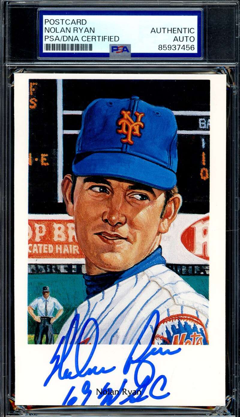 Nolan Ryan PSA DNA Signed 1994 Ron Lewis 1969 Mets Postcard Autograph