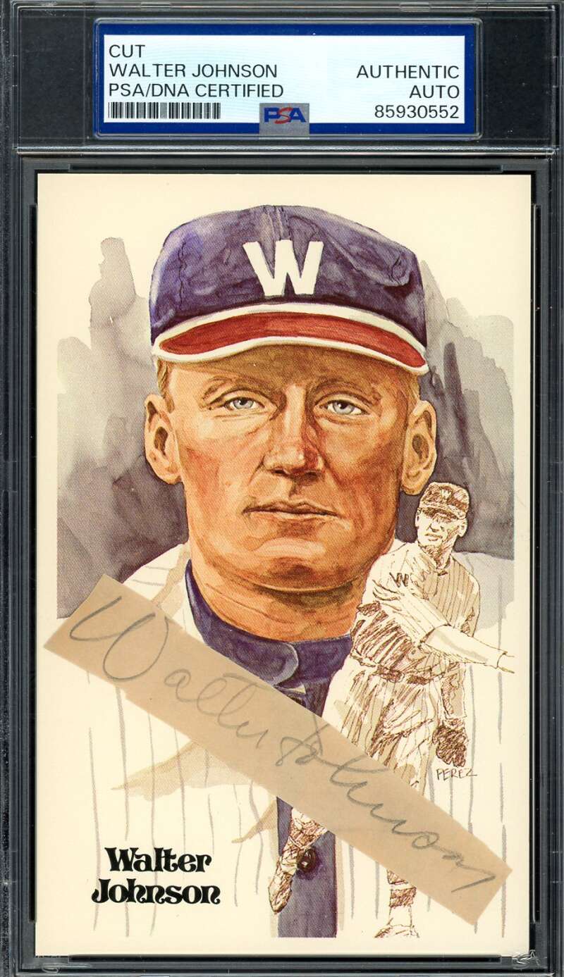 Walter Johnson PSA DNA Autograph Perez Steele Postcard Cut Signed