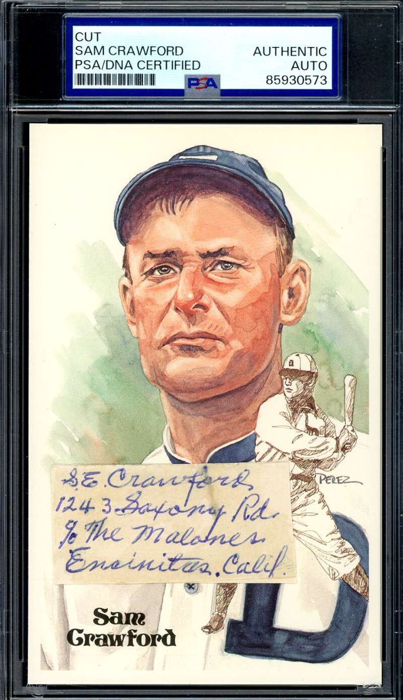Wahoo Sam Crawford PSA DNA Autograph Perez Steele Postcard Cut Signed