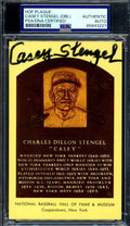 Casey Stengel PSA DNA Signed 2x Gold Hall of Fame Plaque Postcard Autograph
