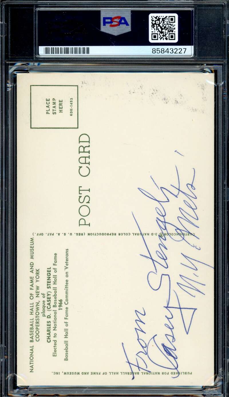 Casey Stengel PSA DNA Signed 2x Gold Hall of Fame Plaque Postcard Autograph
