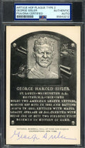 George Sisler PSA DNA Signed Black White Hall of Fame Plaque Postcard Auto