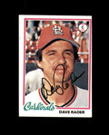 Dave Radar Signed 1978 Topps St. Louis Cardinals Autograph
