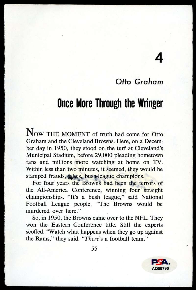 Otto Graham PSA DNA Autograph 5x8 Photo Signed