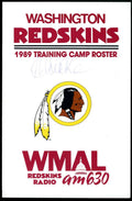 Jack Kent Cook PSA DNA Signed 1989 Washington Training Camp Roster Autographed
