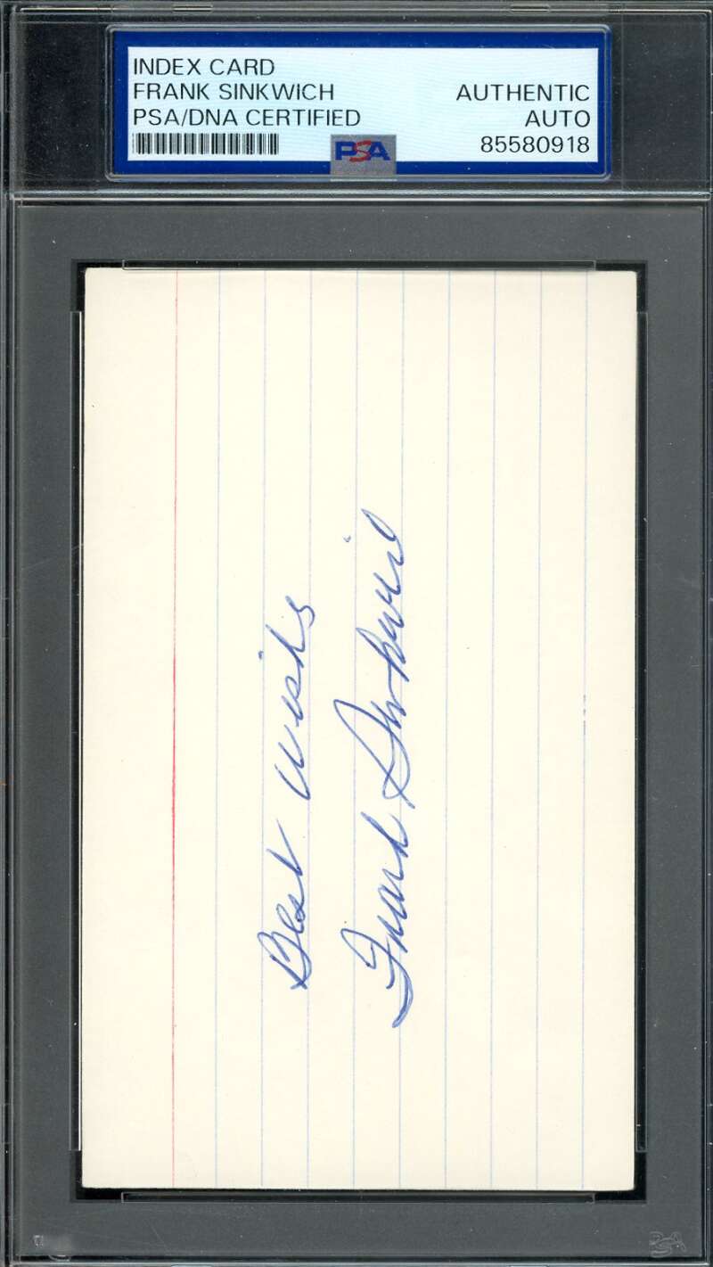 Frank Sinkwich PSA DNA Autograph 3x5 Index Card Heisman Rare Signed