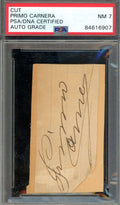 Primo Carnera NM 7 PSA DNA Autograph 2x3 Index Card Cut Signed