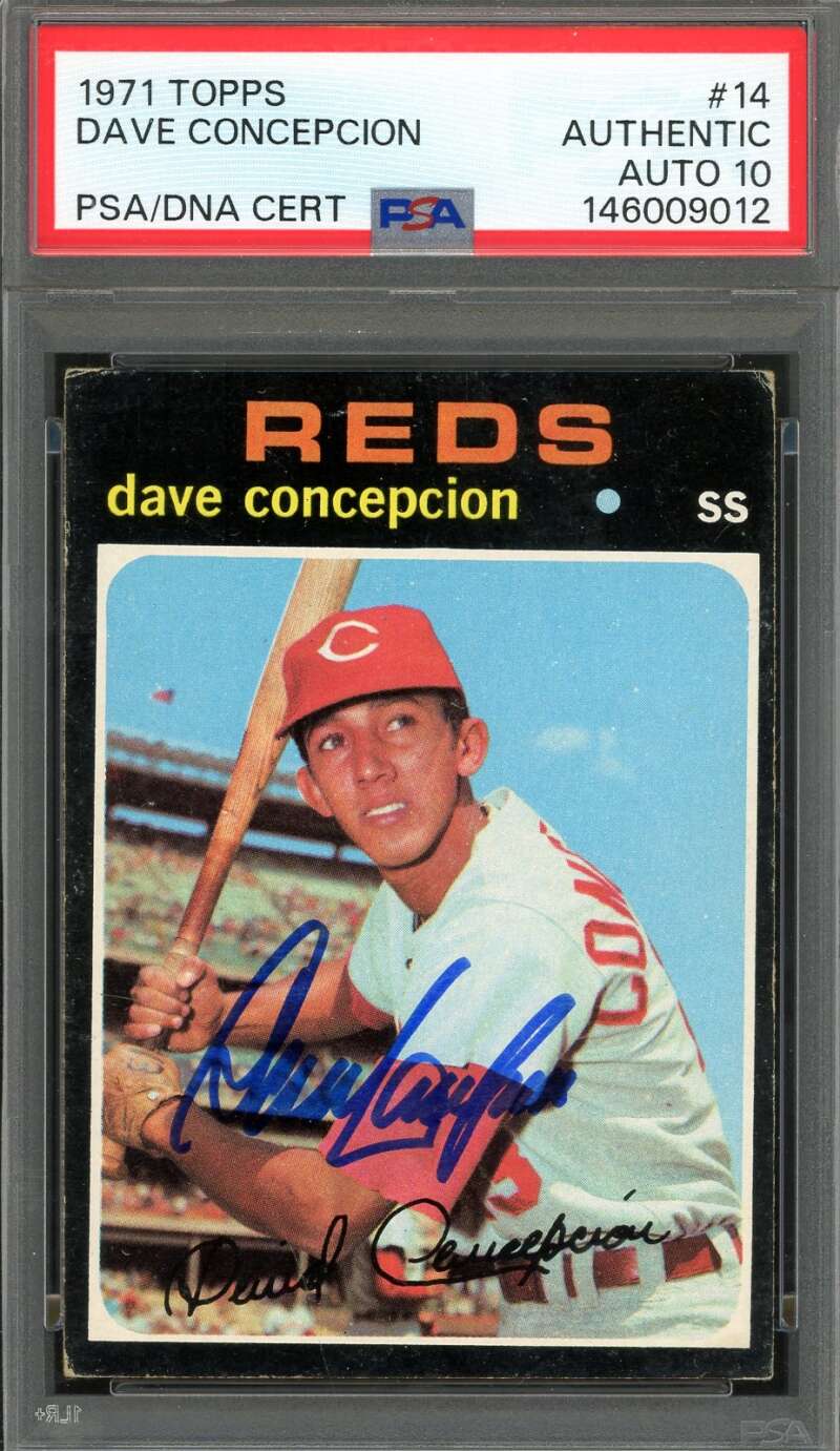 Dave Concepcion Gem Mint 10 PSA DNA Signed 1971 Topps Rookie Autograph