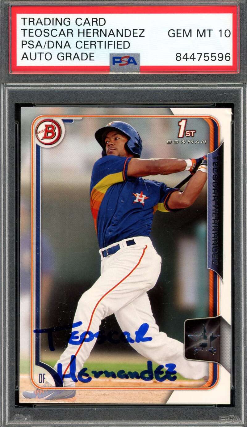 Teoscar Hernandez Gem Mint 10 PSA DNA Signed 2015 Bowman First Rookie Autograph