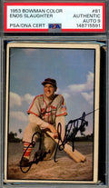 Enos Slaughter Mint 9 PSA DNA Signed 1953 Bowman Color Autograph