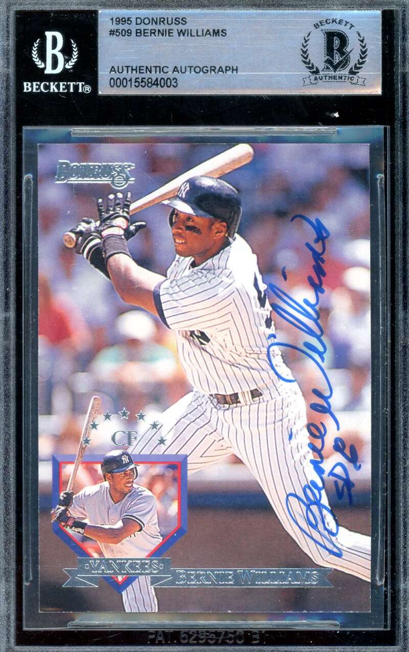 Bernie Williams Beckett BAS Signed 1995 Donruss Autograph Yankees