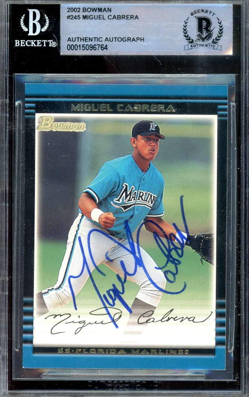 Miguel Cabrera Beckett BAS Signed 2002 Bowman Rookie Autograph