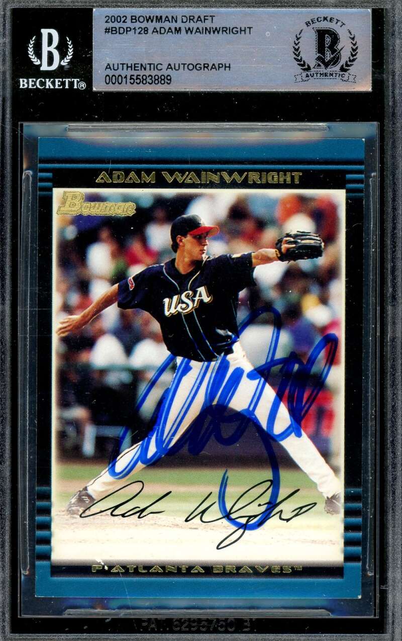 Adam Wainwright Beckett BAS Signed 2002 Bowman Draft Rookie Autograph Cardinals