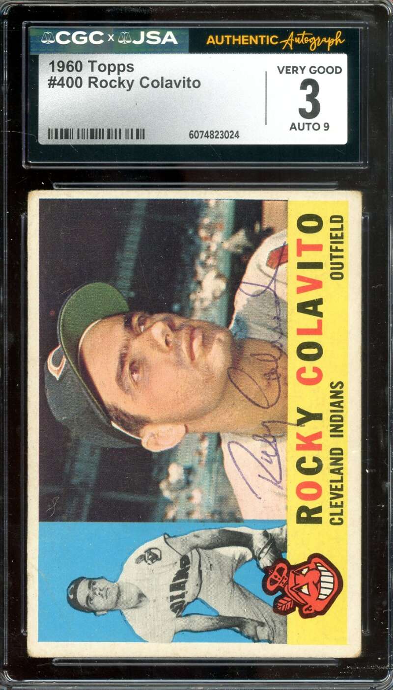 Rocky Colavito Mint 9 CGC JSA Coa Signed 1960 Topps Autograph