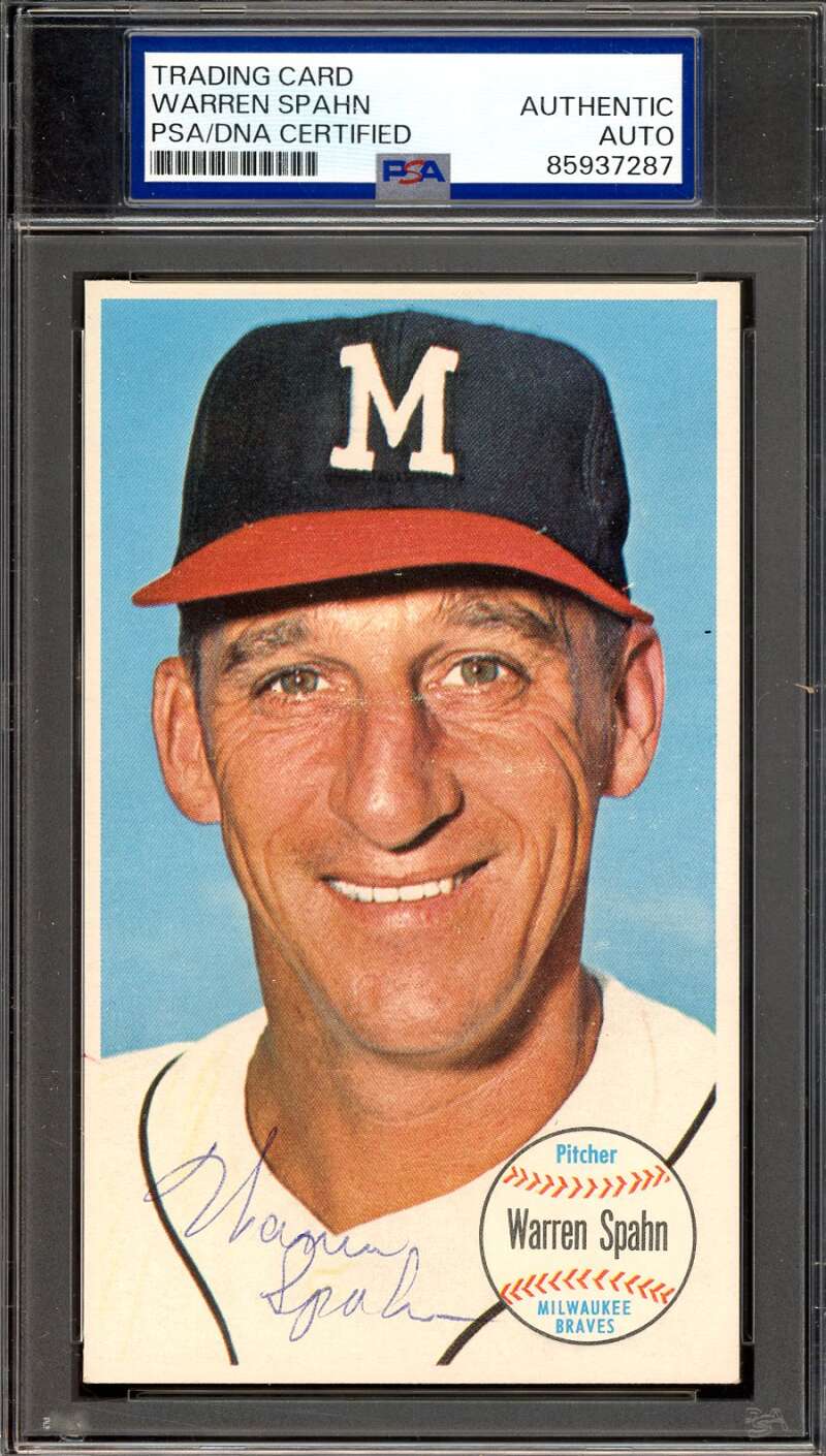 Warren Spahn PSA DNA Vintage Signed 1964 Topps Giants Autographed