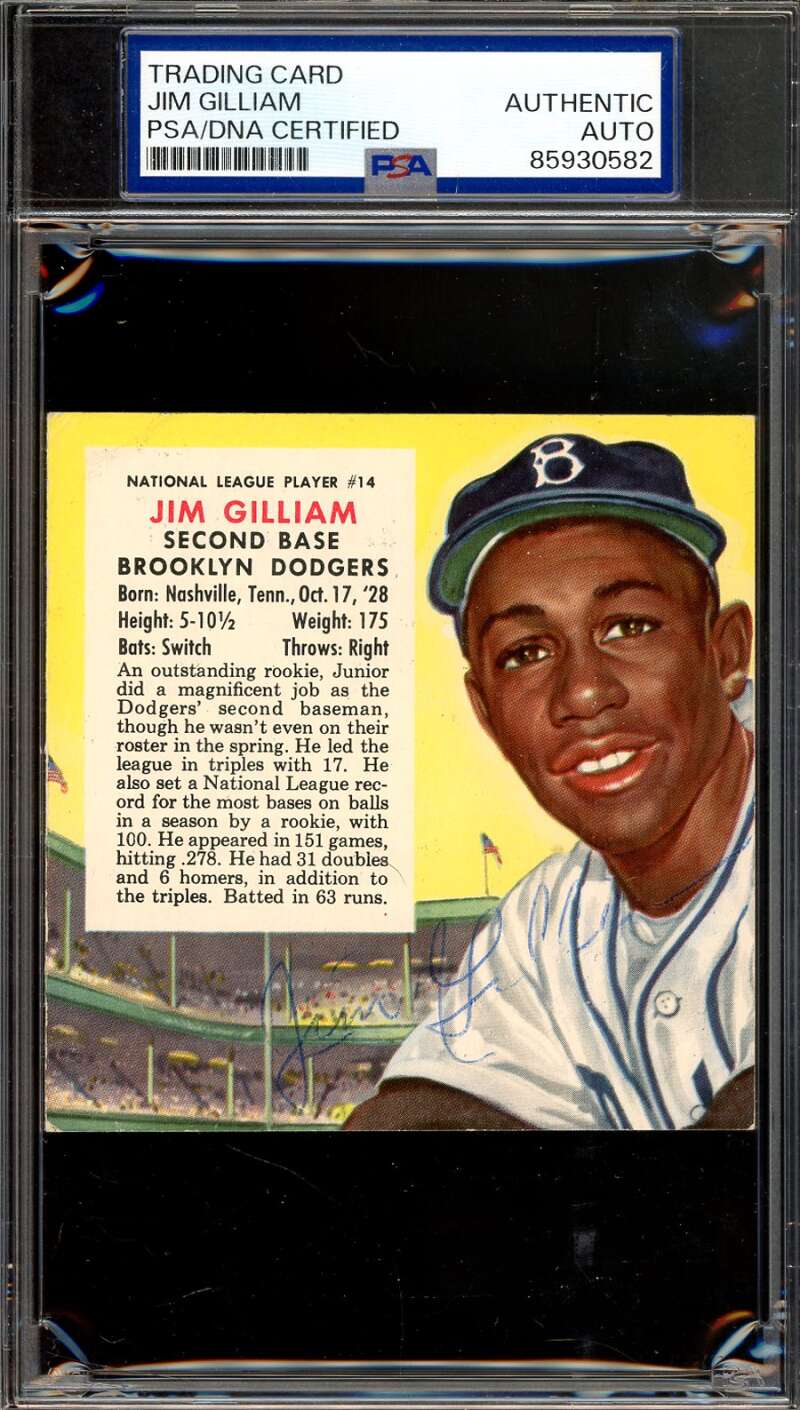 Jim Gilliam PSA DNA Vintage Signed 1954 Red Man Tobacco Autograph