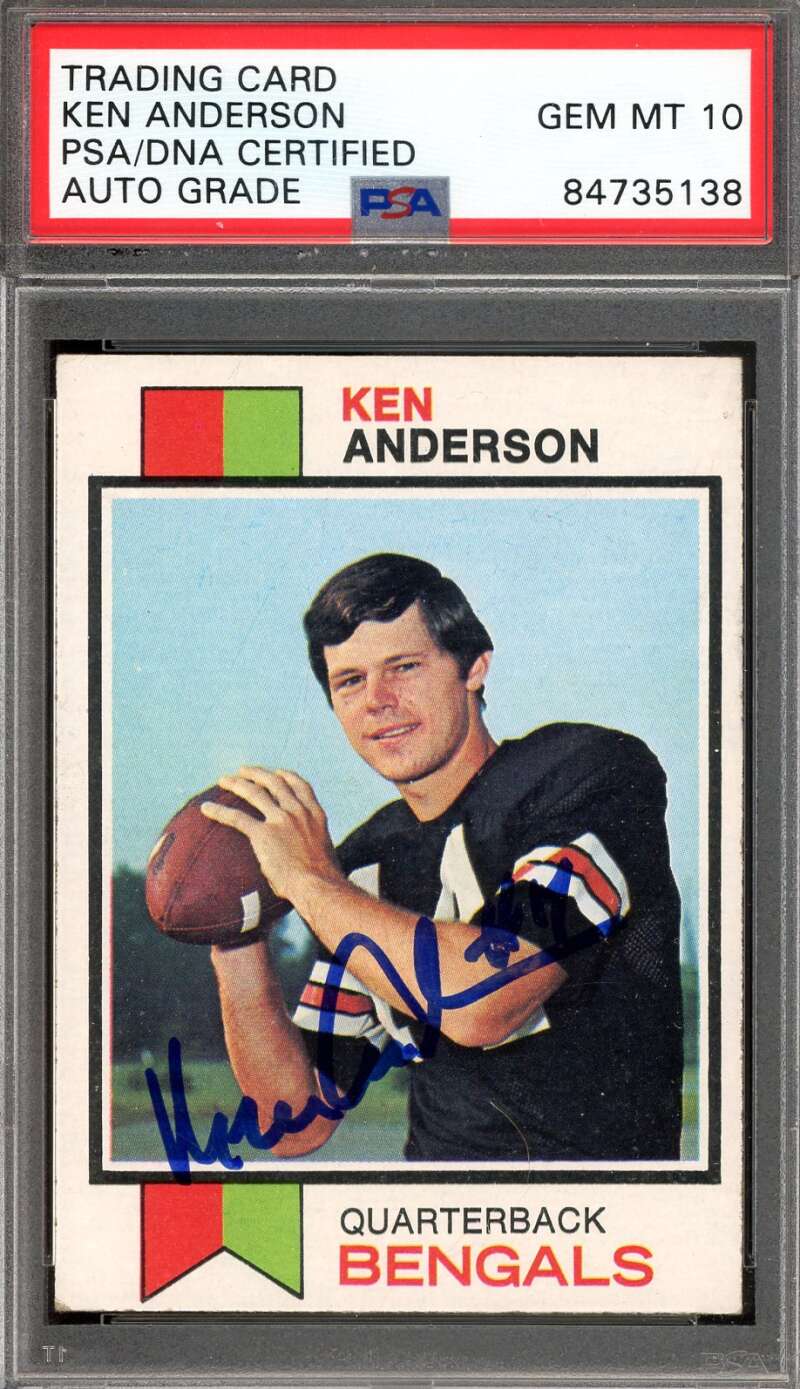 Ken Anderson Gem Mint 10 PSA DNA Signed 1973 Topps Rookie Autograph