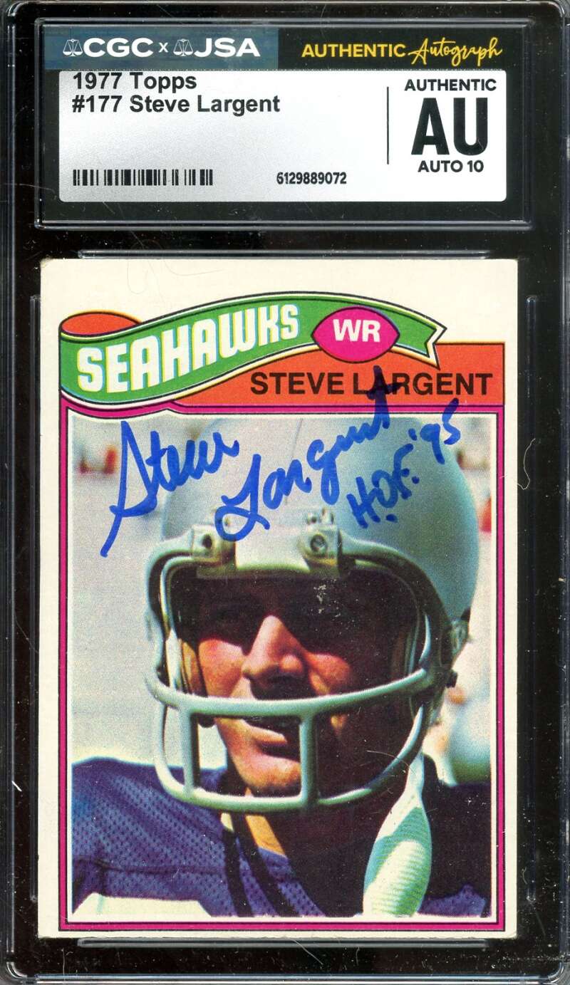 Steve Largent Gem Mint 10 CGC JSA Coa Signed 1977 Topps Rookie Autograph