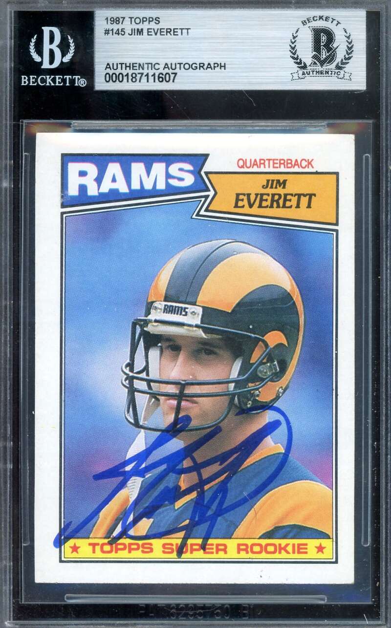 Jim Everett Beckett BAS Signed 1987 Topps Rookie Autograph Rams