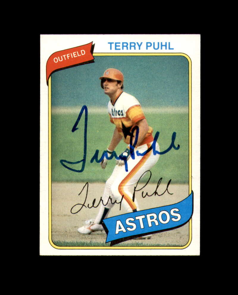 Terry Puhl Signed 1980 Topps Houston Astros Autograph