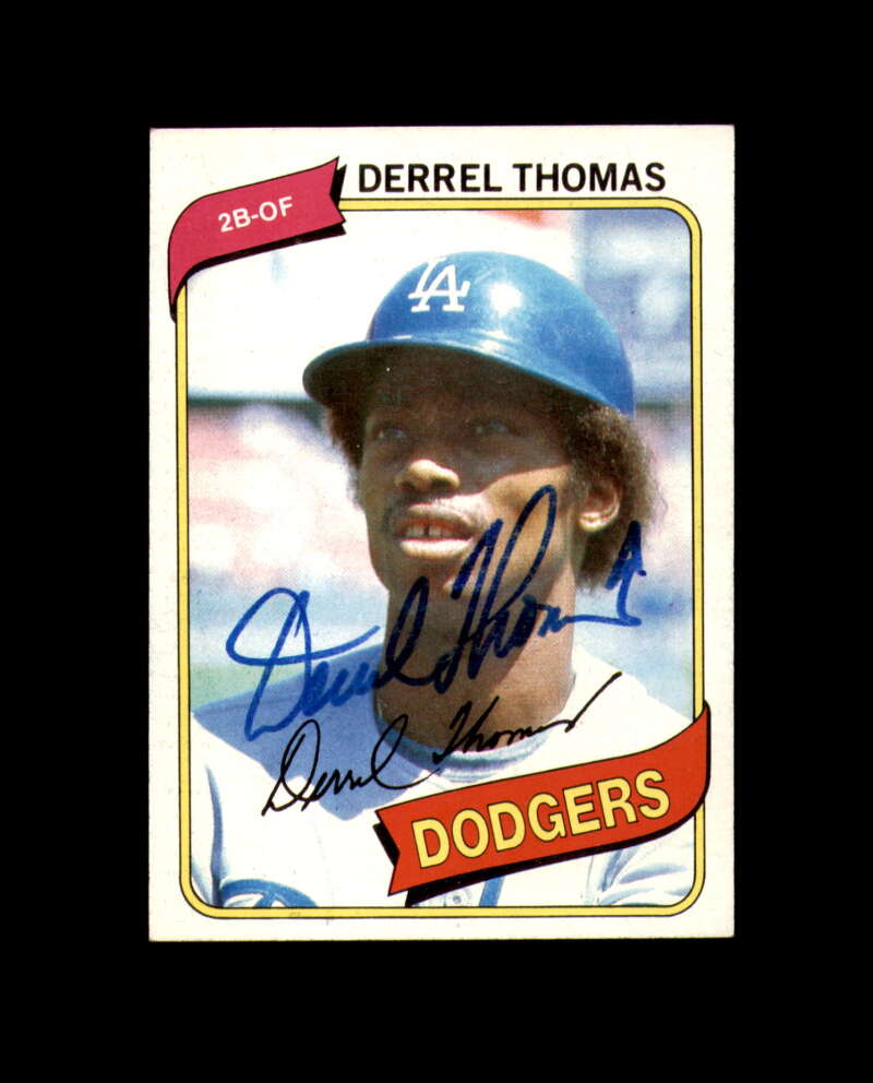 Derrel Thomas Signed 1980 Topps Los Angeles Dodgers Autograph